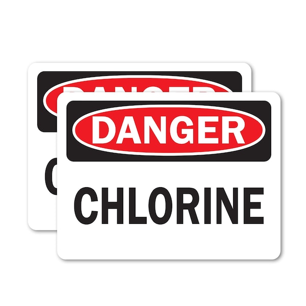 Signmission Chlorine Danger Sign, Vinyl Decal, 10in W x 7in L, 2PK OS-2PACK-DS-D-710-L-19278 - main